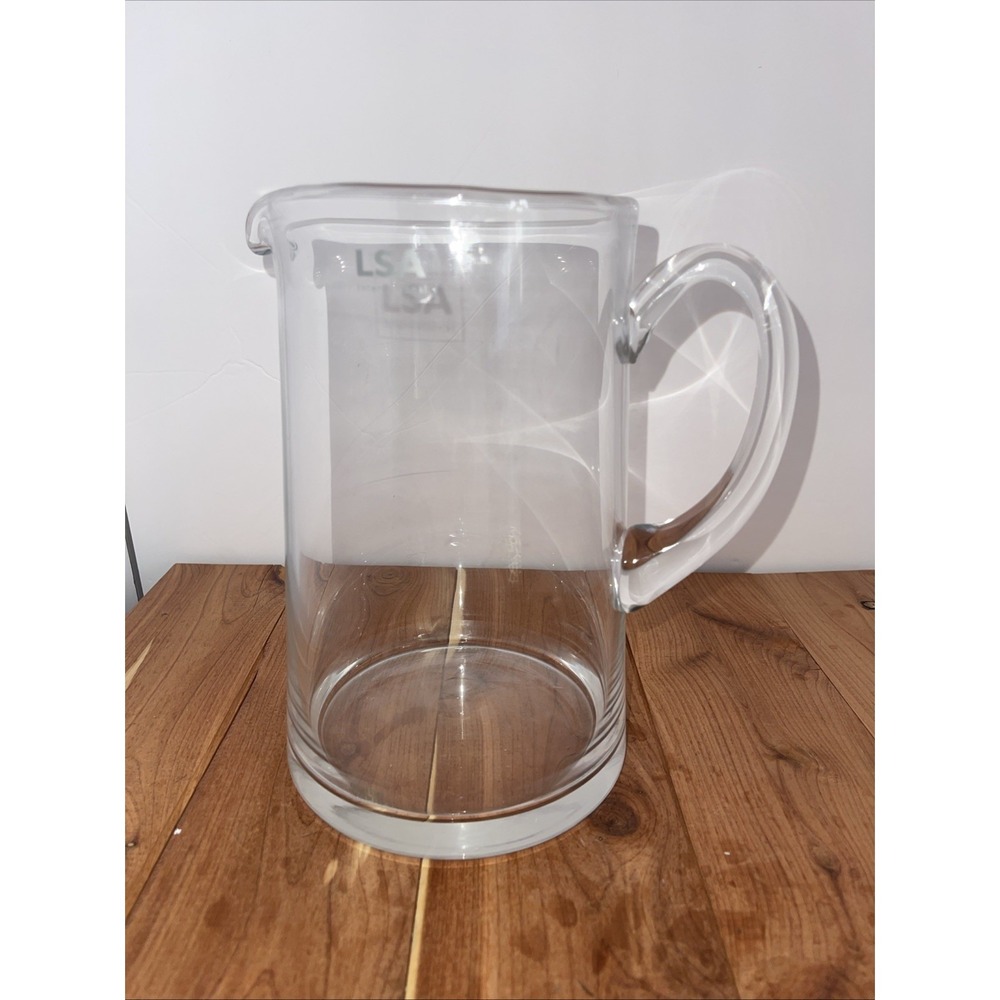 LHS KHS KROSNO GLASS PITCHER Hand Blown Glass Farmhouse Cottage Crystal *READ